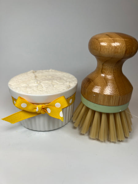Lemon Dish Soap Set with Bamboo Brush